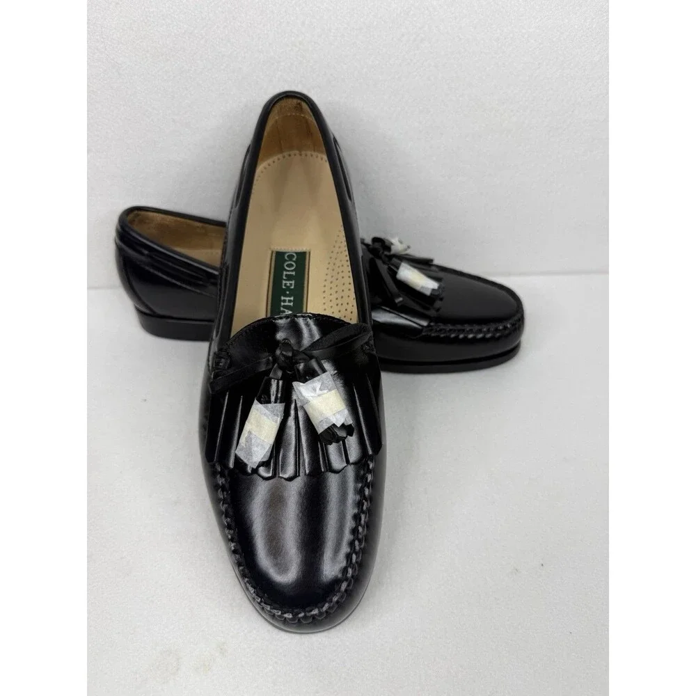 Cole Haan Men's Dress Shoes Leather Black Pinch Shawl Bow Size 10D 1119